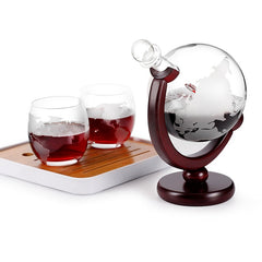 Whiskey Decanter Globe Wine Aerator Glass Set